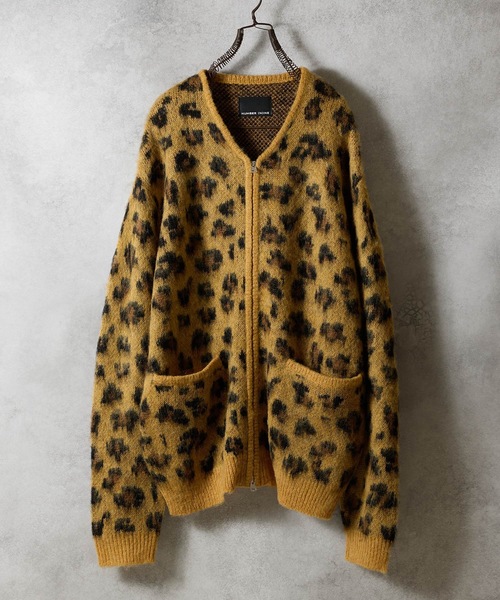 LEOPARD JACQUARD KNIT ZIP-UP CARDIGAN / レオパード