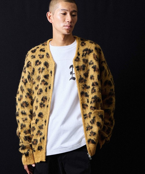 LEOPARD JACQUARD KNIT ZIP-UP CARDIGAN / レオパード ジャガード