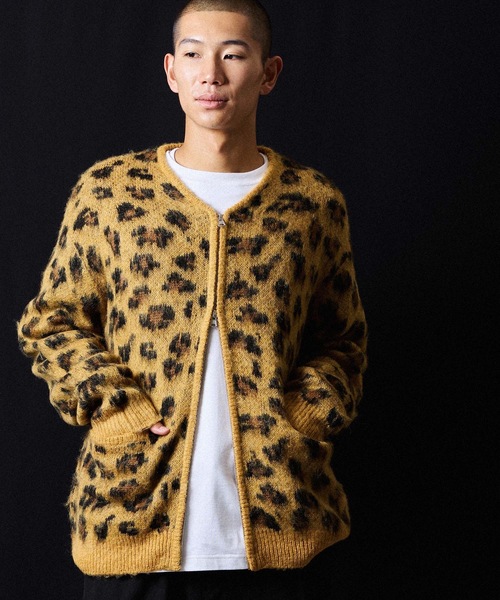 LEOPARD JACQUARD KNIT ZIP-UP CARDIGAN / レオパード