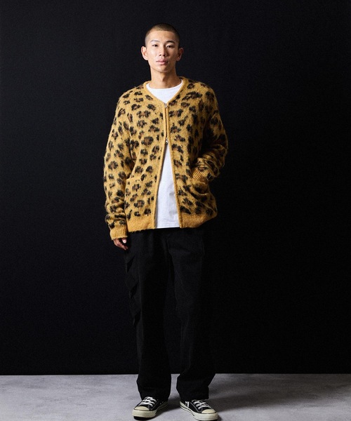 LEOPARD JACQUARD KNIT ZIP-UP CARDIGAN / レオパード