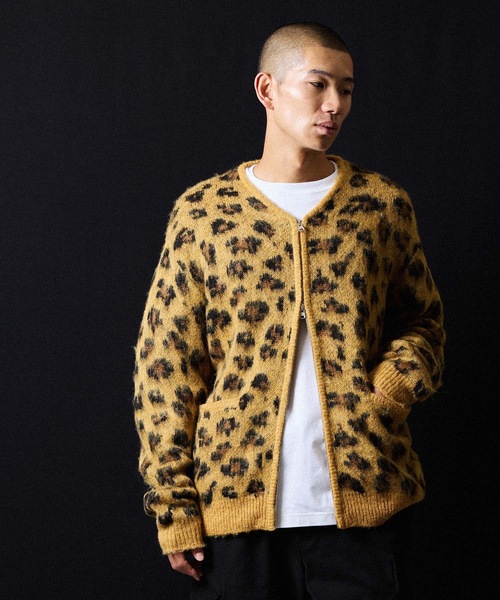 NUMBER (N)INE（ナンバーナイン）の「LEOPARD JACQUARD KNIT ZIP-UP CARDIGAN / レオパード ジャガード ニット ジップアップ カーディガン（カーディガン/ボレロ・メンズ・レオパード/ダークグリーン/チャコール・4/3/2）」の5枚目の写真