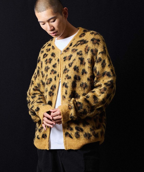 NUMBER (N)INE（ナンバーナイン）の「LEOPARD JACQUARD KNIT ZIP-UP CARDIGAN / レオパード ジャガード ニット ジップアップ カーディガン（カーディガン/ボレロ・メンズ・レオパード/ダークグリーン/チャコール・4/3/2）」の7枚目の写真