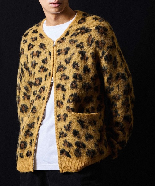 LEOPARD JACQUARD KNIT ZIP-UP CARDIGAN / レオパード ジャガード
