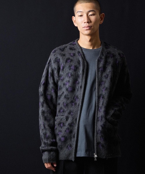 LEOPARD JACQUARD KNIT ZIP-UP CARDIGAN / レオパード ジャガード