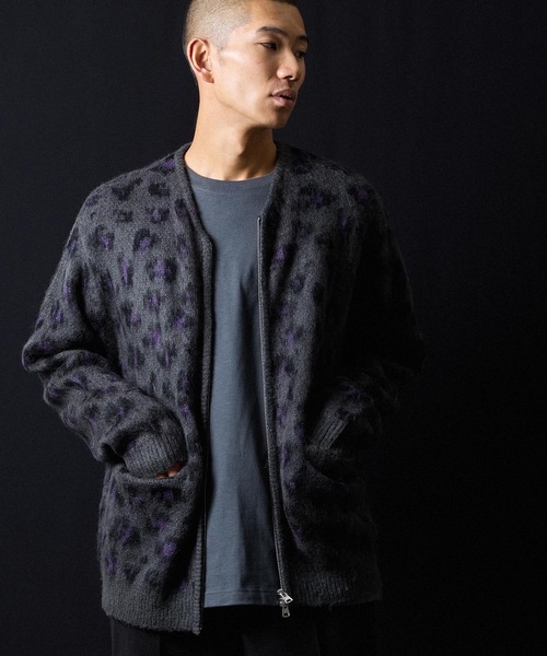 NUMBER (N)INE（ナンバーナイン）の「LEOPARD JACQUARD KNIT ZIP-UP CARDIGAN / レオパード ジャガード ニット ジップアップ カーディガン（カーディガン/ボレロ・メンズ・レオパード/ダークグリーン/チャコール・4/3/2）」の9枚目の写真