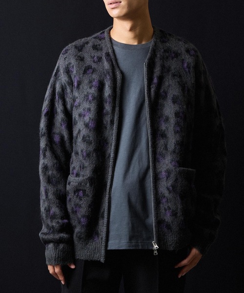 NUMBER (N)INE（ナンバーナイン）の「LEOPARD JACQUARD KNIT ZIP-UP CARDIGAN / レオパード ジャガード ニット ジップアップ カーディガン（カーディガン/ボレロ・メンズ・レオパード/ダークグリーン/チャコール・4/3/2）」の10枚目の写真