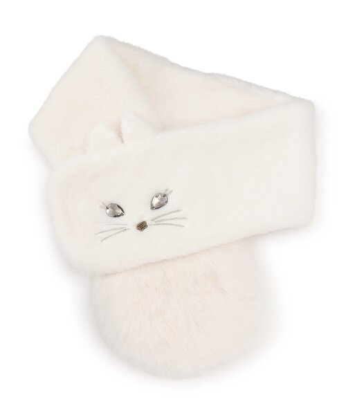 新品　ANNA SUI miniネコスポサン19センチ ホワイト ネコマフラー（マフラー）｜ANNA SUI mini（アナスイ・ミニ）の