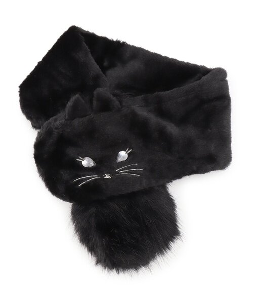 【美品】ANNA SUI miniアナスイミニ　145 155 ファー　猫耳　黒 ネコマフラー（マフラー）｜ANNA SUI mini（アナスイ・ミニ）の