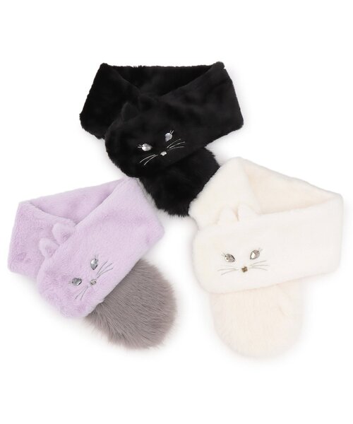 262.アナスイミニ猫デザインのフリースマフラーとミトンセット セール】ネコマフラー（マフラー）｜ANNA SUI mini（アナスイ・ミニ