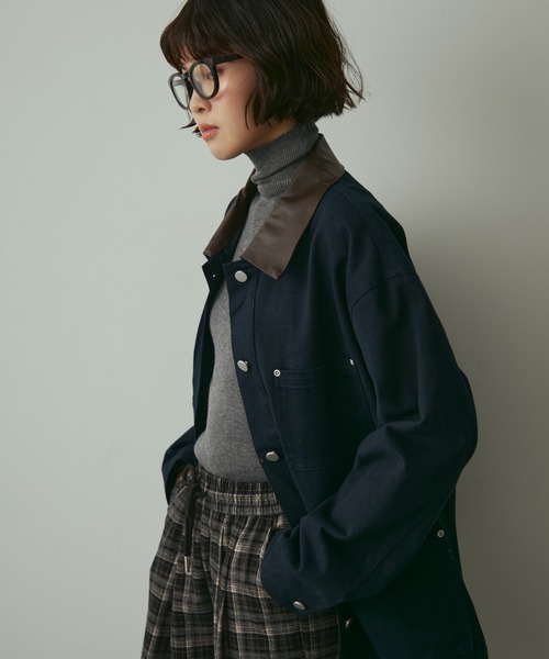 full/fill.（フルフィル）の「collar accent coverall / カラーアクセントカバーオール（カバーオール・レディース・ネイビー/アイボリー・FREE）」の2枚目の写真