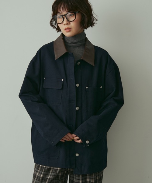 full/fill.（フルフィル）の「collar accent coverall / カラーアクセントカバーオール（カバーオール・レディース・ネイビー/アイボリー・FREE）」の10枚目の写真