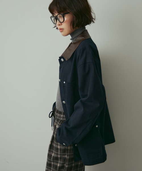 full/fill.（フルフィル）の「collar accent coverall / カラーアクセントカバーオール（カバーオール・レディース・ネイビー/アイボリー・FREE）」の16枚目の写真