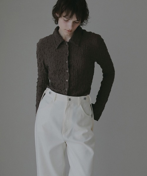 MANOF(マノフ)の「LACE SHIRTS TOPS(Tシャツ/カットソー・レディース・ホワイト/ブラウン/ブラック・F)」の22枚目の写真