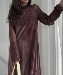 WILLFULLY（ウィルフリー）の「dot tulle panel lace velour OP
