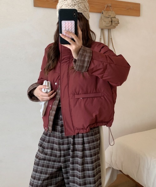 Ritzy(リッツィー)の「チェック柄切り替え エコダウンジャケット(ダウンジャケット/コート・レディース・ブラウン/ホワイト/ワイン/サックスブルー/ブラック・L/M)」の5枚目の写真
