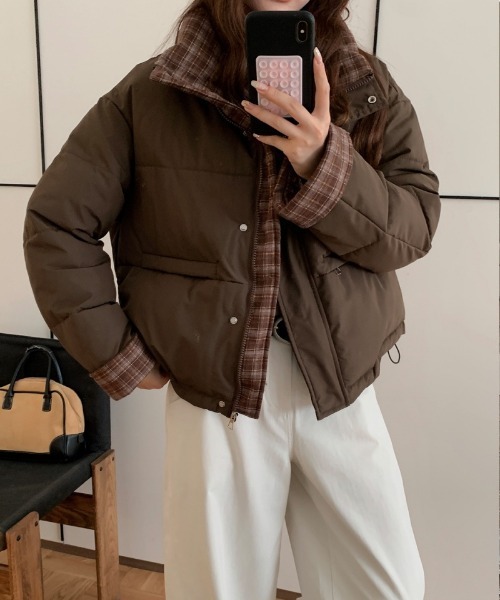 Ritzy(リッツィー)の「チェック柄切り替え エコダウンジャケット(ダウンジャケット/コート・レディース・ブラウン/ホワイト/ワイン/サックスブルー/ブラック・L/M)」の22枚目の写真