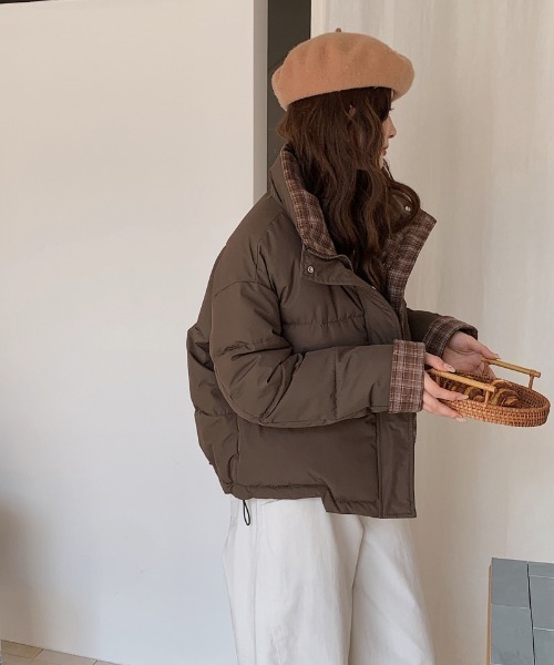 Ritzy(リッツィー)の「チェック柄切り替え エコダウンジャケット(ダウンジャケット/コート・レディース・ブラウン/ホワイト/ワイン/サックスブルー/ブラック・L/M)」の13枚目の写真