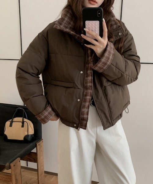 Ritzy(リッツィー)の「チェック柄切り替え エコダウンジャケット(ダウンジャケット/コート・レディース・ブラウン/ホワイト/ワイン/サックスブルー/ブラック・L/M)」の14枚目の写真