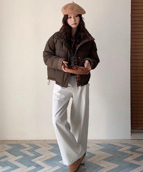 Ritzy(リッツィー)の「チェック柄切り替え エコダウンジャケット(ダウンジャケット/コート・レディース・ブラウン/ホワイト/ワイン/サックスブルー/ブラック・L/M)」の16枚目の写真