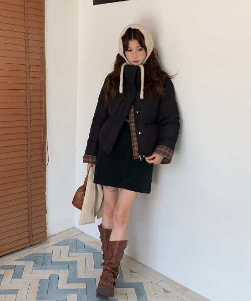 Ritzy(リッツィー)の「チェック柄切り替え エコダウンジャケット(ダウンジャケット/コート・レディース・ブラウン/ホワイト/ワイン/サックスブルー/ブラック・L/M)」の8枚目の写真