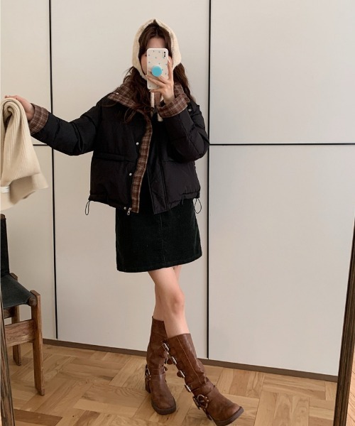 Ritzy(リッツィー)の「チェック柄切り替え エコダウンジャケット(ダウンジャケット/コート・レディース・ブラウン/ホワイト/ワイン/サックスブルー/ブラック・L/M)」の10枚目の写真