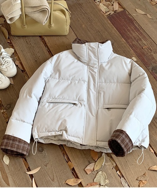 Ritzy(リッツィー)の「チェック柄切り替え エコダウンジャケット(ダウンジャケット/コート・レディース・ブラウン/ホワイト/ワイン/サックスブルー/ブラック・L/M)」の12枚目の写真