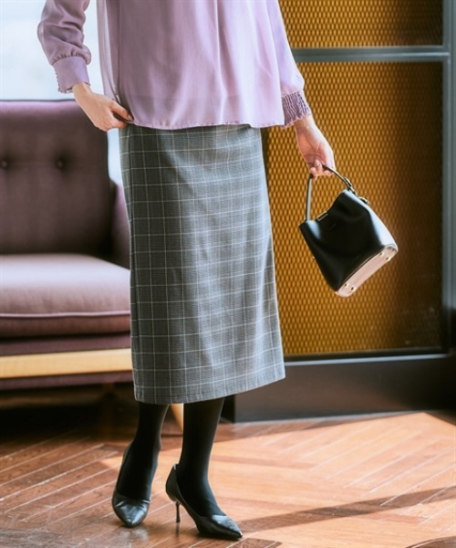 セール】【あったか裏起毛】タブ付きミディ丈スカート（しわに