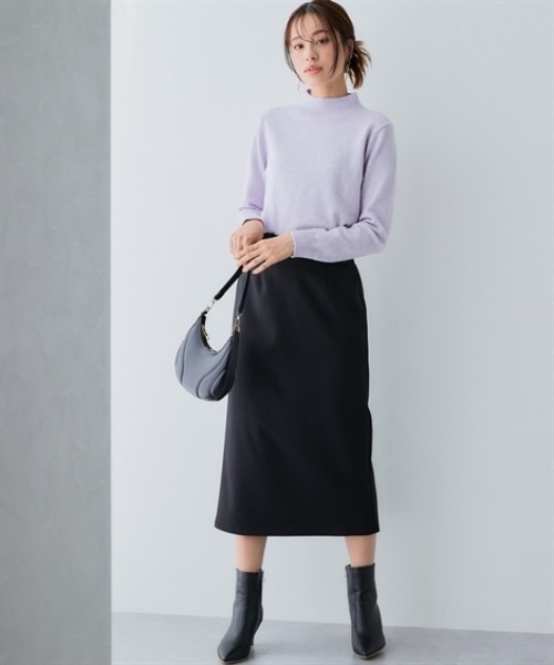 セール】【あったか裏起毛】タブ付きミディ丈スカート（しわになり