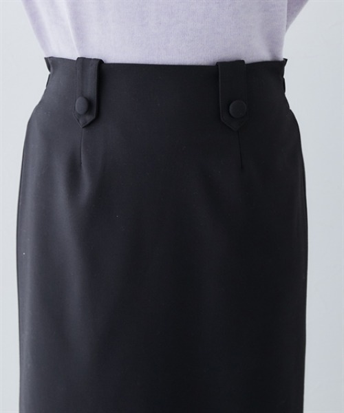 7days Life Styling（セブンデイズライフスタイリング）の「【あったか裏起毛】タブ付きミディ丈スカート（しわになりにくい・ストレッチ）<大きいサイズ有>（スカート・レディース・ブラック/ブラック系・S/M/L/LL/3L/4L）」の11枚目の写真