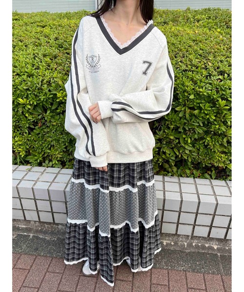 WC（ダブル シー）の「レースネックライン2ラインスウェット（スウェット・レディース・アイボリー/ネイビー・FREE）」の10枚目の写真