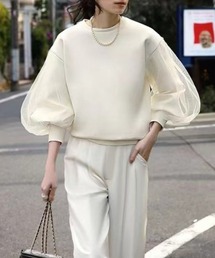 チュールスリーブトップス