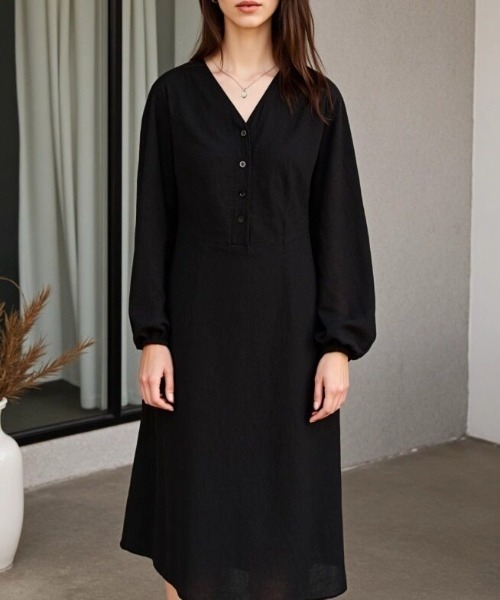 cammie（キャミー）の「コーデユロイデザインワンピース（ワンピース・レディース・ブラック/ベージュ・M/L）」の12枚目の写真