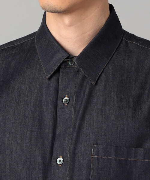 COMME CA MEN(コムサメン)の「デニムライク レギュラーカラーシャツ(シャツ/ブラウス・メンズ・ネイビー/ブラック・M/S/L)」の3枚目の写真