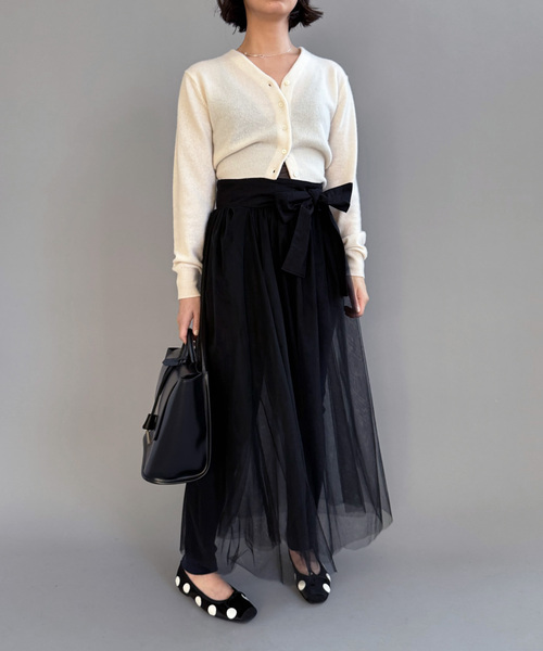 EDIT. FOR LULU（エディットフォールル）の「カシミヤVネックカーディガン（ニット/セーター・レディース・ホワイト/ピンク系その他/ネイビー・FREE）」の8枚目の写真