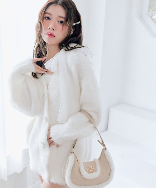OLIVE des OLIVE（オリーブデオリーブ）の「snow long cardigan（カーディガン/ボレロ・レディース・ピンク/サックスブルー/オフホワイト/チャコールグレー・FREE）」の12枚目の写真