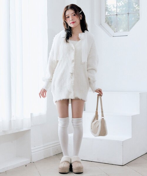 OLIVE des OLIVE（オリーブデオリーブ）の「snow long cardigan（カーディガン/ボレロ・レディース・ピンク/サックスブルー/オフホワイト/チャコールグレー・FREE）」の15枚目の写真