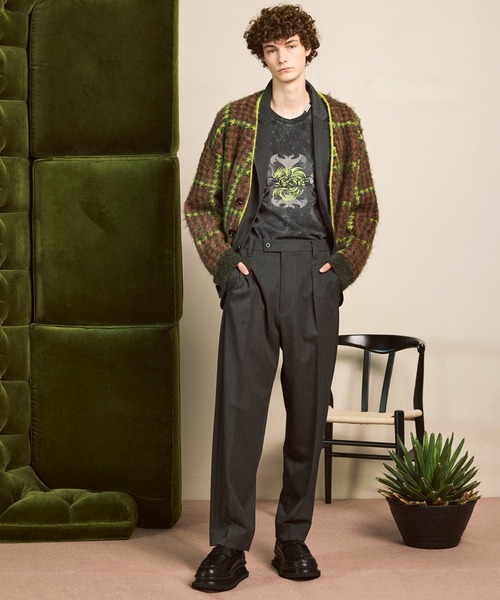 MAISON SPECIAL(メゾンスペシャル)の「《UNISEX》5G Plaid Pattern Shaggy Knit V-neck Cardigan/5GチェックパターンシャギーニットVネックカーディガン【MAISON SPECIAL/メゾンスペシャル】(カーディガン/ボレロ・メンズ・ブラウン/ブルー・0/1/2)」の12枚目の写真