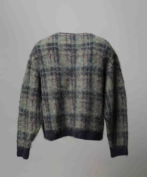 MAISON SPECIAL(メゾンスペシャル)の「《UNISEX》5G Plaid Pattern Shaggy Knit V-neck Cardigan/5GチェックパターンシャギーニットVネックカーディガン【MAISON SPECIAL/メゾンスペシャル】(カーディガン/ボレロ・メンズ・ブラウン/ブルー・0/1/2)」の10枚目の写真