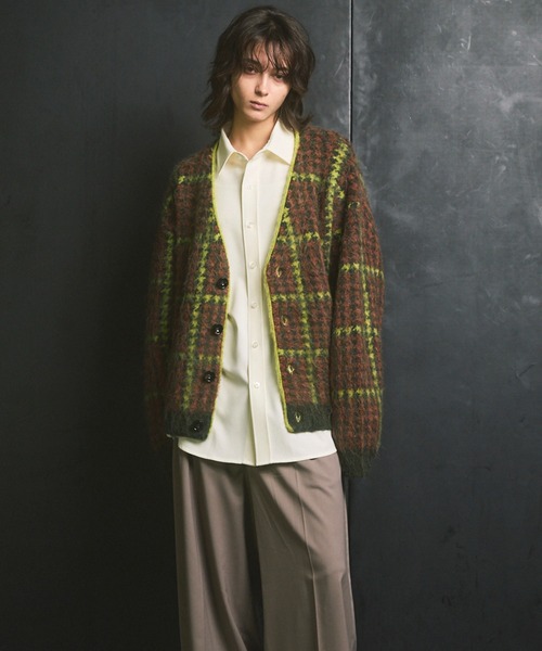 MAISON SPECIAL(メゾンスペシャル)の「《UNISEX》5G Plaid Pattern Shaggy Knit V-neck Cardigan/5GチェックパターンシャギーニットVネックカーディガン【MAISON SPECIAL/メゾンスペシャル】(カーディガン/ボレロ・メンズ・ブラウン/ブルー・0/1/2)」の18枚目の写真
