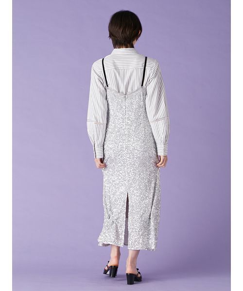 LILY BROWN（リリーブラウン）の「[L.B CANDY STOCK]シャツコンビビジューワンピース（ワンピース・レディース・ブラック/シルバー・F）」の5枚目の写真