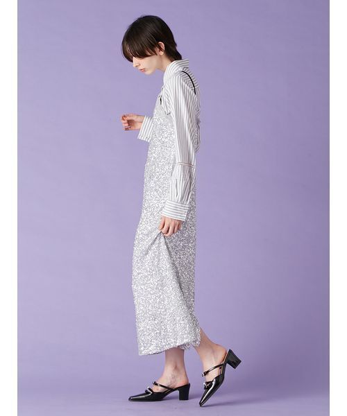 LILY BROWN（リリーブラウン）の「[L.B CANDY STOCK]シャツコンビビジューワンピース（ワンピース・レディース・ブラック/シルバー・F）」の6枚目の写真