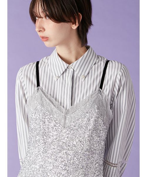 LILY BROWN（リリーブラウン）の「[L.B CANDY STOCK]シャツコンビビジューワンピース（ワンピース・レディース・ブラック/シルバー・F）」の7枚目の写真