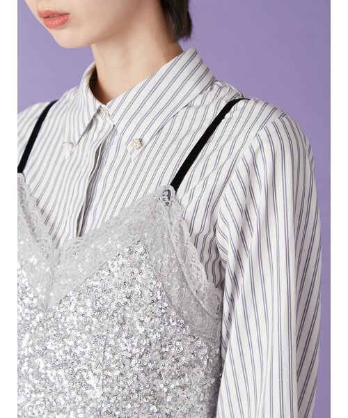 LILY BROWN（リリーブラウン）の「[L.B CANDY STOCK]シャツコンビビジューワンピース（ワンピース・レディース・ブラック/シルバー・F）」の8枚目の写真