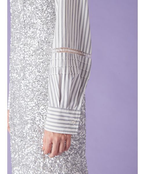 LILY BROWN（リリーブラウン）の「[L.B CANDY STOCK]シャツコンビビジューワンピース（ワンピース・レディース・ブラック/シルバー・F）」の9枚目の写真