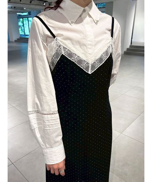 LILY BROWN（リリーブラウン）の「[L.B CANDY STOCK]シャツコンビビジューワンピース（ワンピース・レディース・ブラック/シルバー・F）」の14枚目の写真