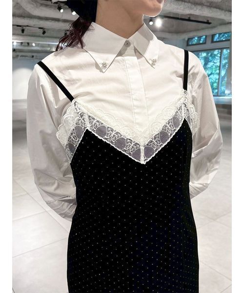 LILY BROWN（リリーブラウン）の「[L.B CANDY STOCK]シャツコンビビジューワンピース（ワンピース・レディース・ブラック/シルバー・F）」の15枚目の写真