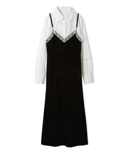 LILY BROWN（リリーブラウン）の「[L.B CANDY STOCK]シャツコンビビジューワンピース（ワンピース・レディース・ブラック/シルバー・F）」の21枚目の写真