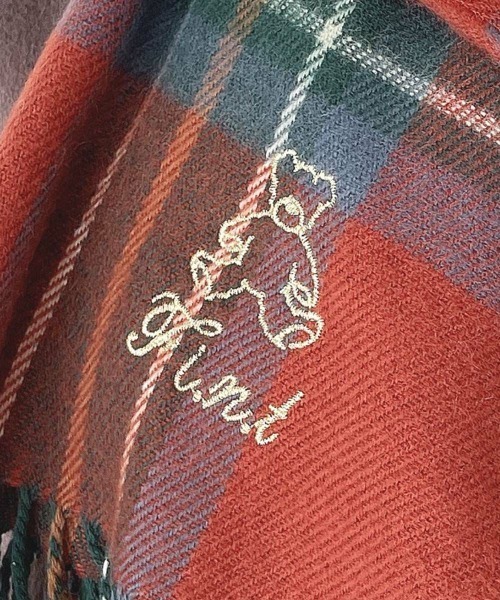 F i.n.t(フィント)の「テディベア刺繍入りチェックストール(ストール/ショール・レディース・ラベンダー/レンガ/ブルー・FREE)」の20枚目の写真