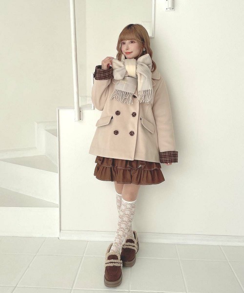 F i.n.t(フィント)の「テディベア刺繍入りチェックストール(ストール/ショール・レディース・ラベンダー/レンガ/ブルー・FREE)」の21枚目の写真