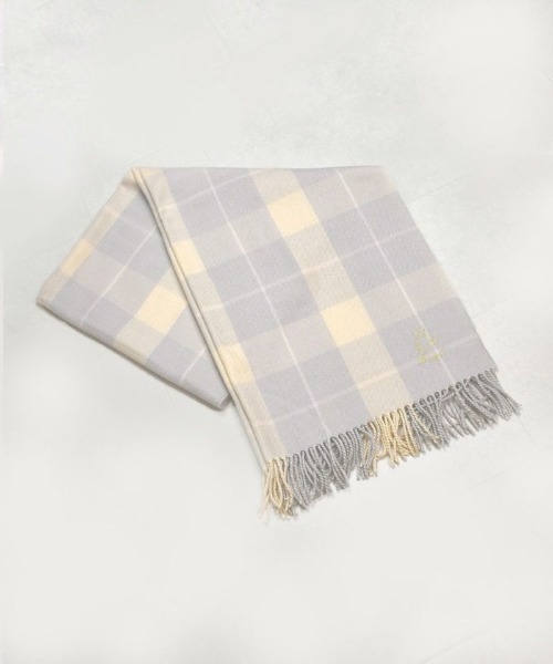 F i.n.t(フィント)の「テディベア刺繍入りチェックストール(ストール/ショール・レディース・ラベンダー/レンガ/ブルー・FREE)」の11枚目の写真